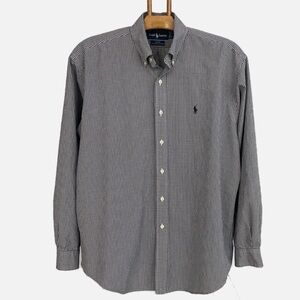 Ralph Lauren Men's Blake Button Down Gingham Shirt Large Blue White Flaw
